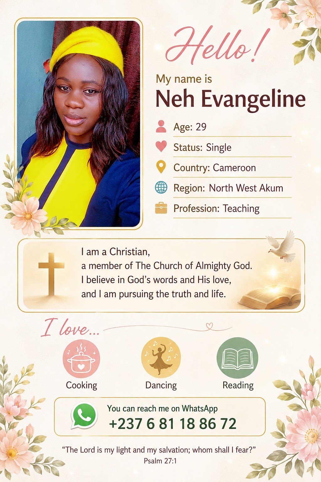 Cameroon Church 喀麦隆教会 sis Evangeline👇